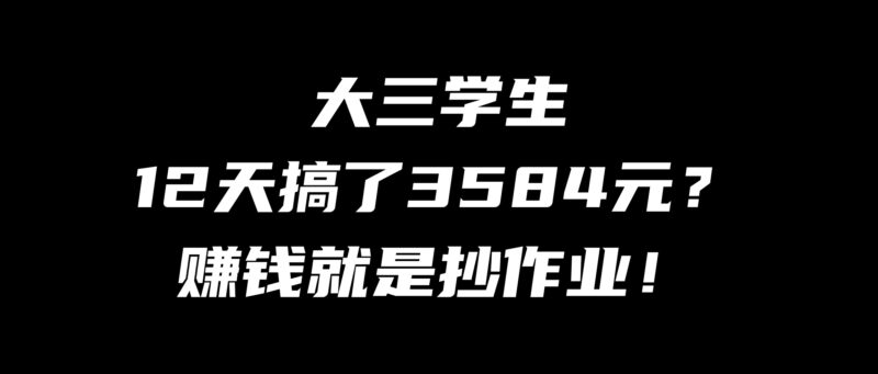 大三学生12天搞了3584元?赚钱就是抄作业,副业任何时候开始都不晚!-刘校长